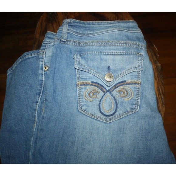 Seven7 Denim jeans Flap Decorative Pocket Sz 14 Bootcut Leg Distressed 36X31 - Picture 2 of 10